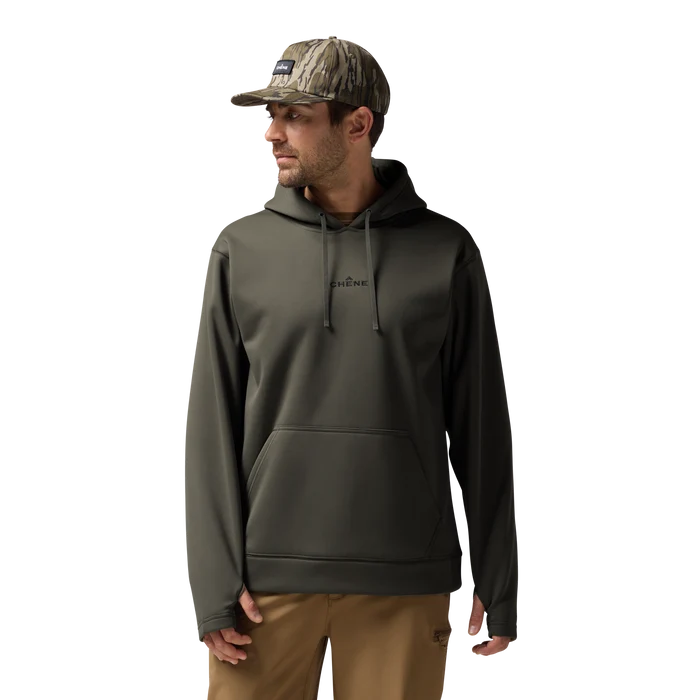 Crossover Hoodie in Cypress, on model #cypress