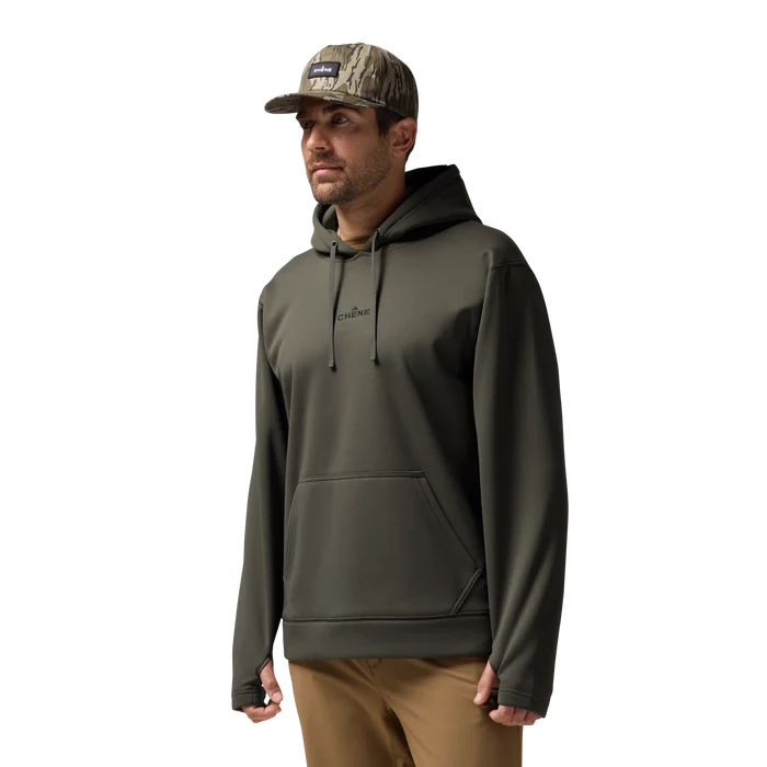 Crossover Hoodie in Cypress, on model #cypress