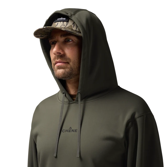 Crossover Hoodie in Cypress, on model #cypress