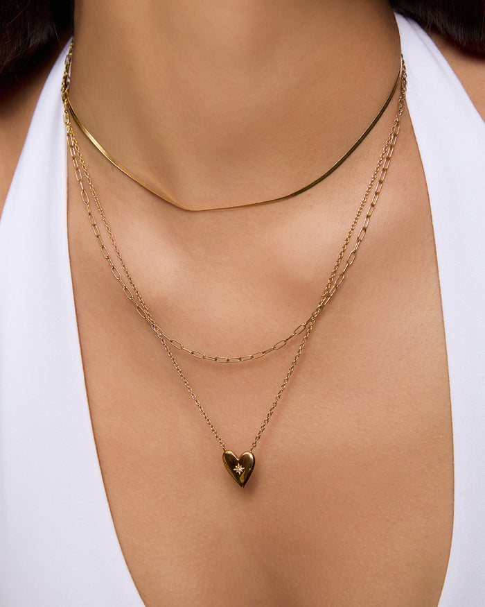 Cupid Heart Necklace - Gold