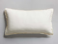 Horizontal ivory Cupro Linen Sham pillow with a soft texture and 1-inch hem, resting on a plain grey surface.
