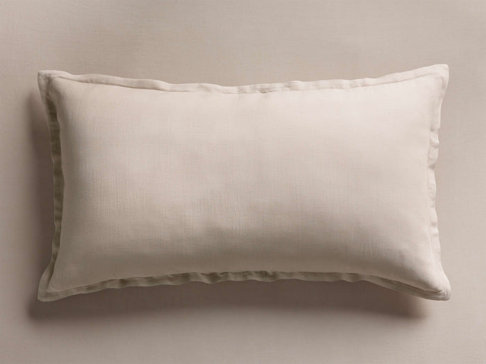 Rectangular Cupro Linen Sham in light beige, with a soft, subtly textured fabric, laid flat on a complementary neutral surface.