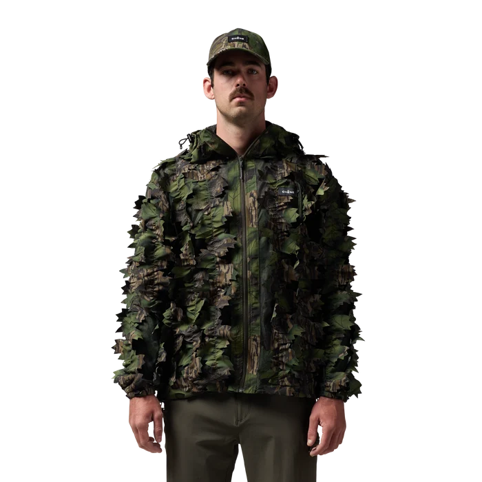 Deception Leafy Jacket in Mossy Oak Full Foliage, on model #mossy_oak_full_foliage