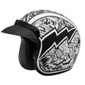 DOT Approved Daytona Cruiser Open Face Motorcycle Helmet - Men, Women & Youth - With Visor & Graphics - W/ Graffiti