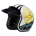 DOT Approved Daytona Cruiser Open Face Motorcycle Helmet - Men, Women & Youth - With Visor & Graphics - W/ Lightning