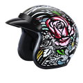 DOT Approved Daytona Cruiser Open Face Motorcycle Helmet - Men, Women & Youth - With Visor & Graphics - W/ Tribal