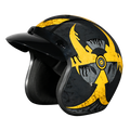 DOT Approved Daytona Cruiser Open Face Motorcycle Helmet - Men, Women & Youth - With Visor & Graphics - W/ Toxic