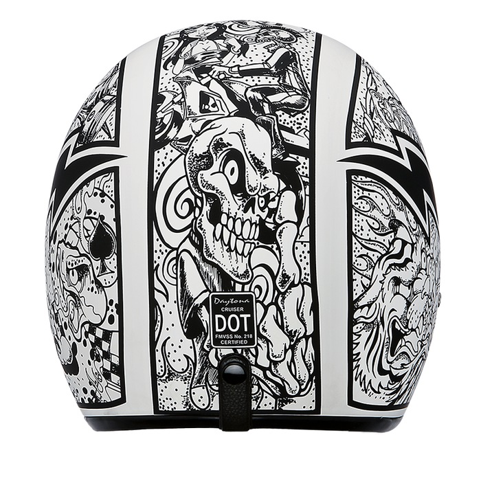 DOT Approved Daytona Cruiser Open Face Motorcycle Helmet - Men, Women & Youth - With Visor & Graphics - W/ Graffiti