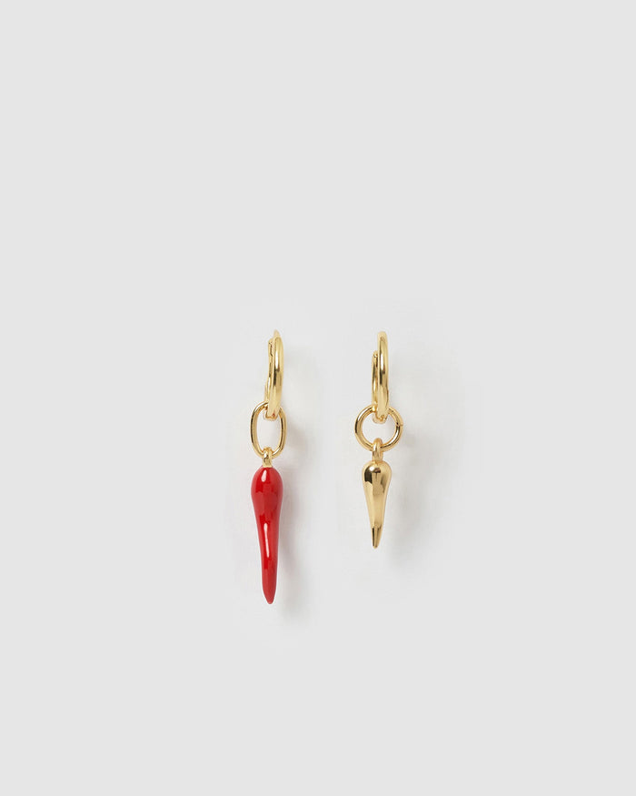Double Cornicello Single Earring Stack