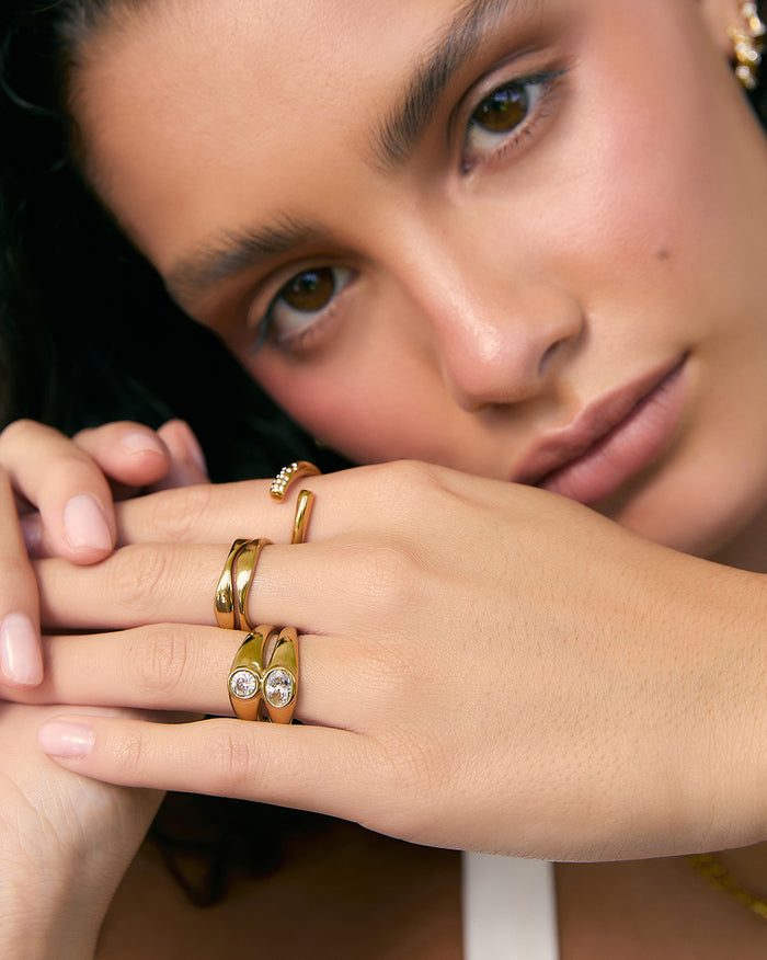 Double Dune Gold Ring Stack