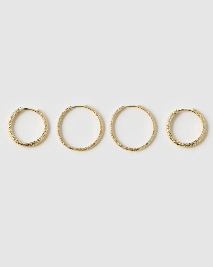 Double Hoop Earring Stack - Gold