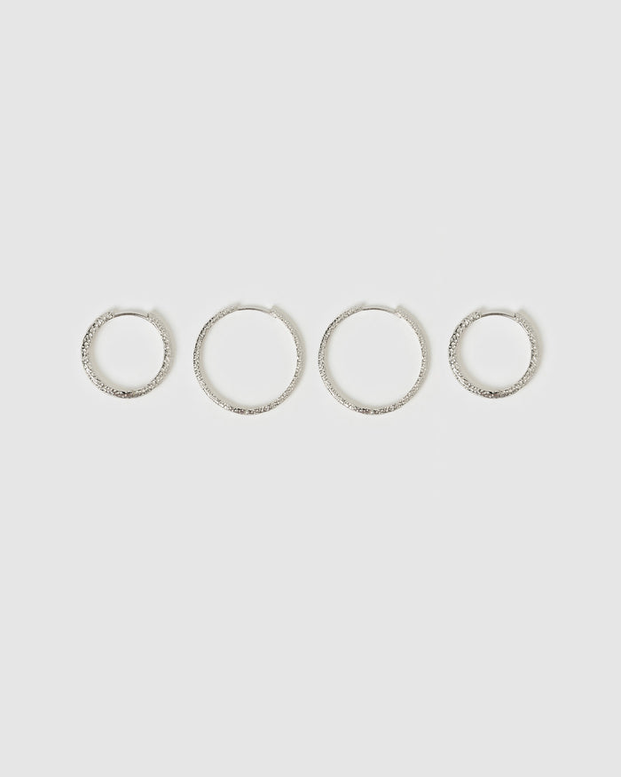 Double Hoop Earring Stack - Silver
