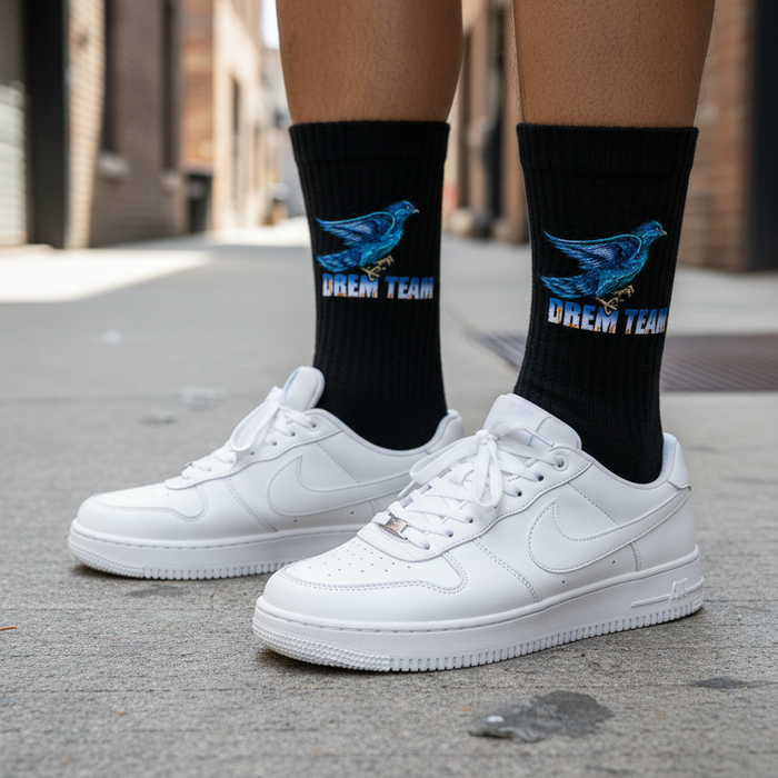 DreamTeam Logo Crew Socks - Black Street Shot