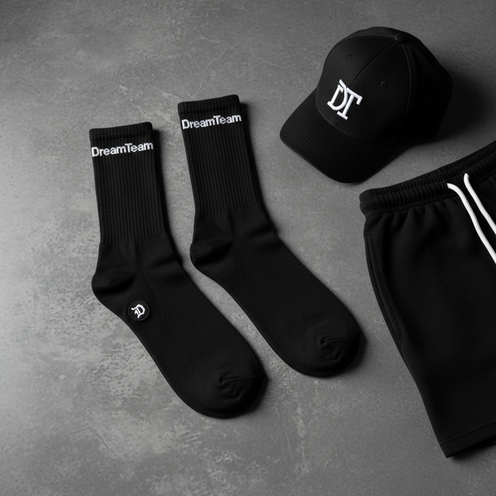DreamTeam Crew Socks - Logo Flat Lay