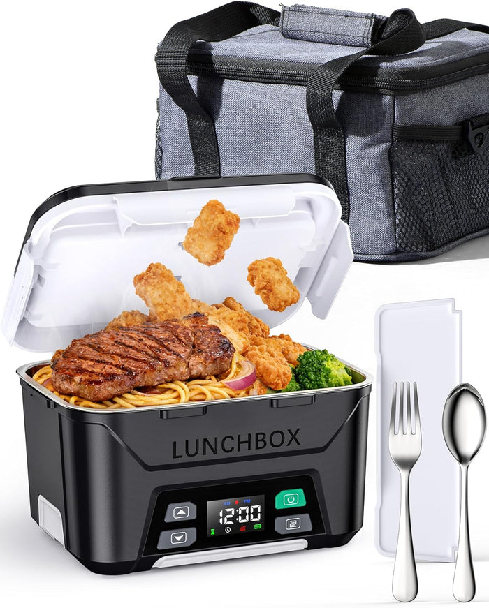 EAST OAK 1.3L Heated Lunch Box with Insulated Carry Bag
