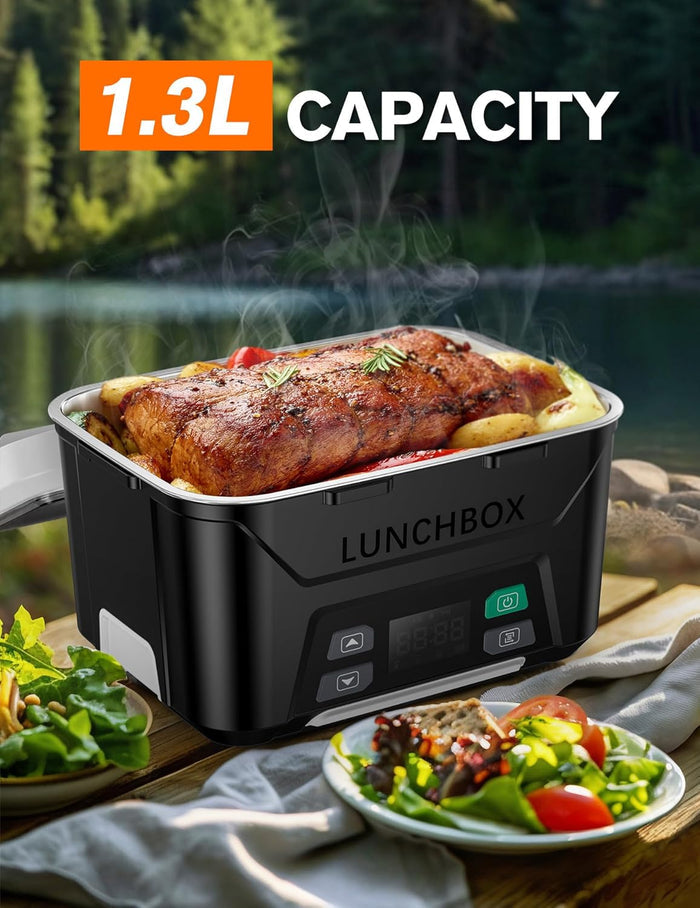 EAST OAK 1.3L Heated Lunch Box with Insulated Carry Bag