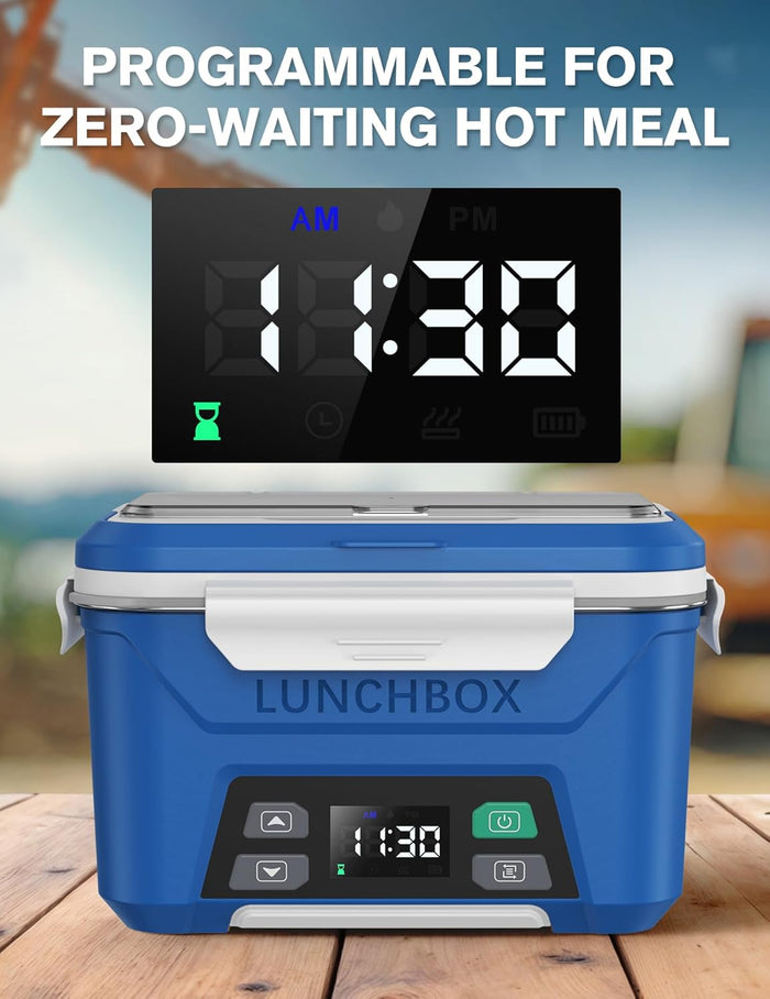 EAST OAK 1.3L Heated Lunch Box with Insulated Carry Bag