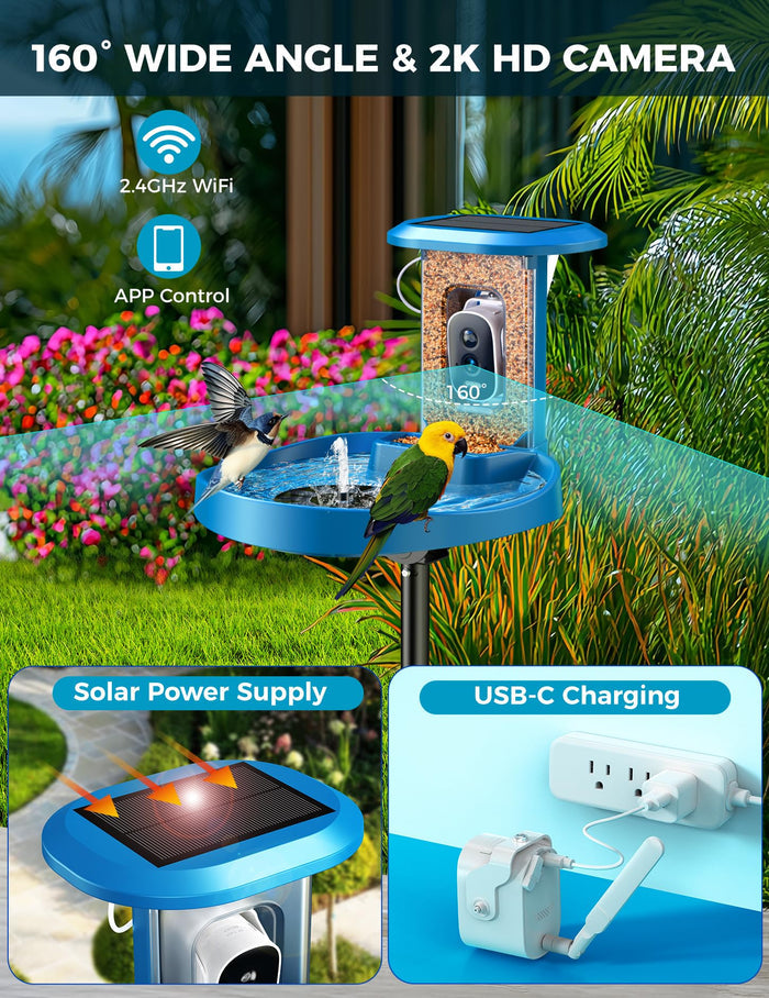 EAST OAK 2-in-1 Smart Bird Feeder with Camera and Bird Bath