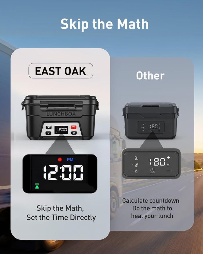 EAST OAK 6.3-Cup Heated Lunch Box Cordless for Men with Scheduled Heating