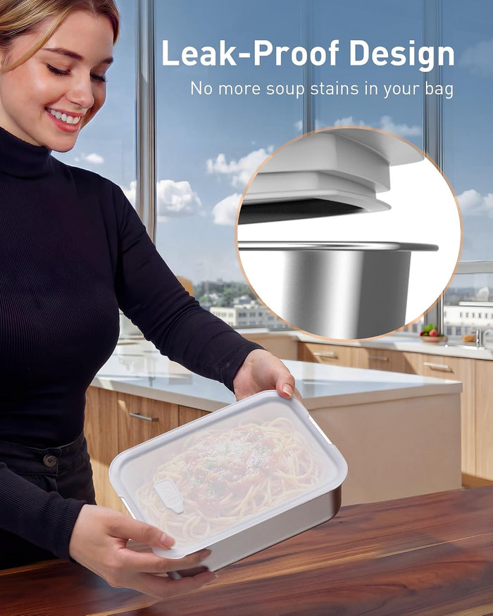EAST OAK 6.3-Cup Heated Lunch Box Cordless for Men with Scheduled Heating