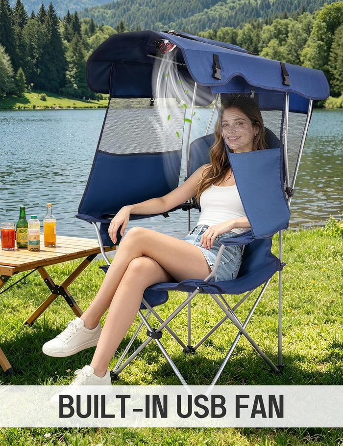 East Oak Canopy Chair with Fan – USB Fan, Battery Pack NOT Included