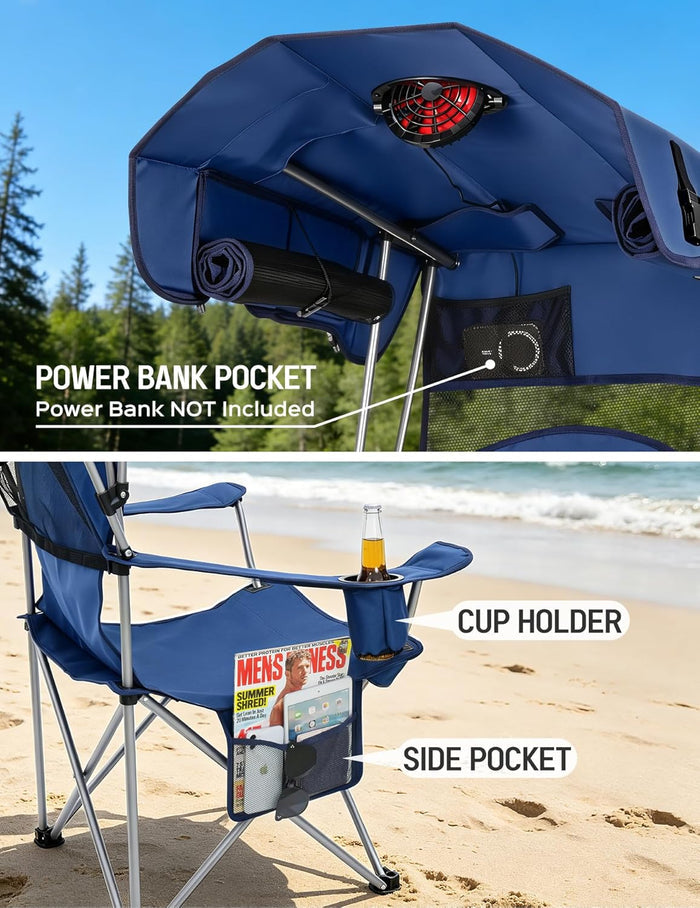 East Oak Canopy Chair with Fan – USB Fan, Battery Pack NOT Included