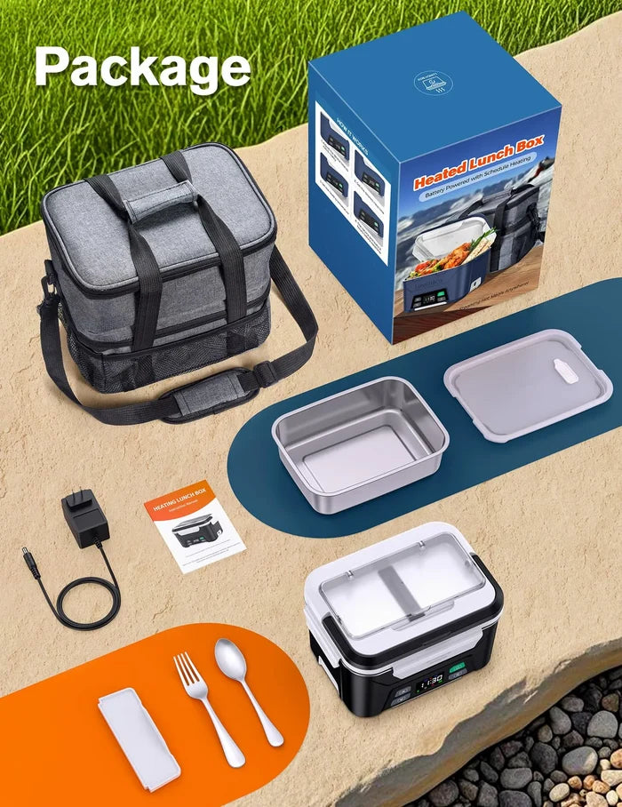 EAST OAK Cordless Electric Lunch Box for Adults 1.3L with Double Layer Bag