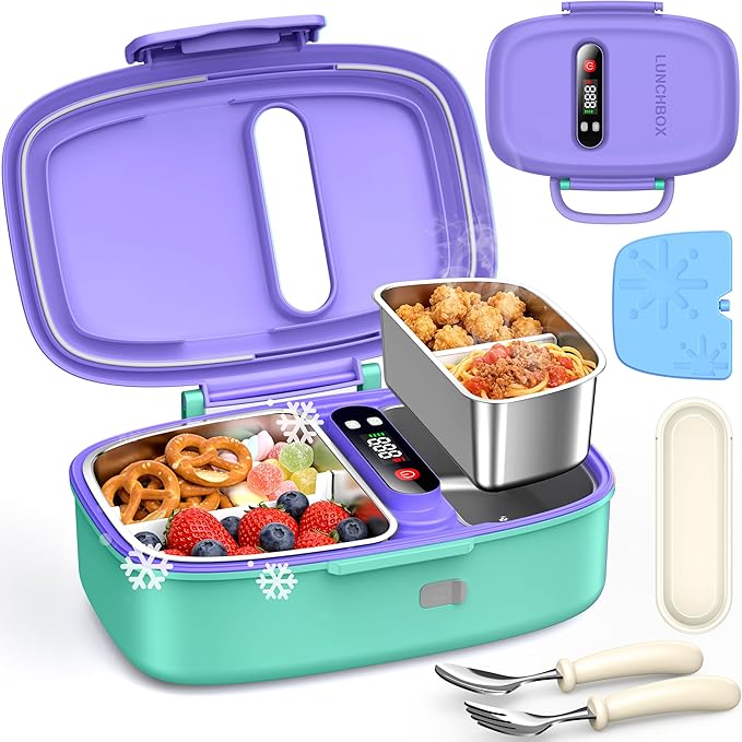 EAST OAK Cordless Electric Lunch Box for Kids with Ice Pack