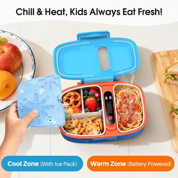 EAST OAK Cordless Electric Lunch Box for Kids with Ice Pack