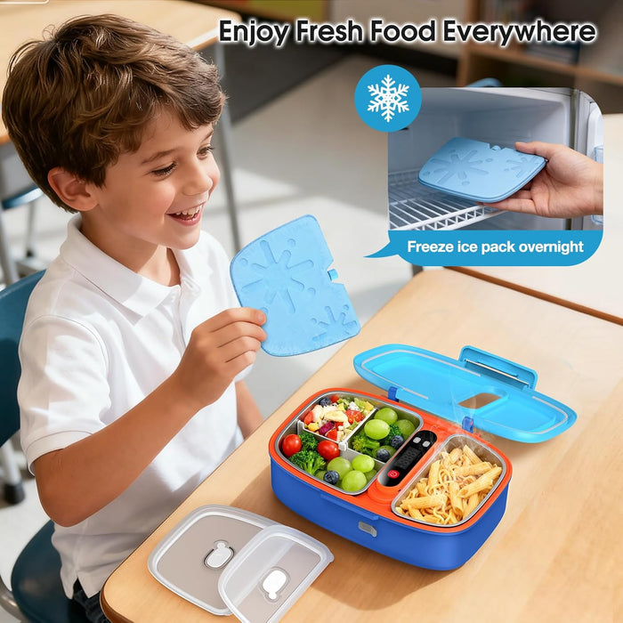 EAST OAK Cordless Electric Lunch Box for Kids with Ice Pack