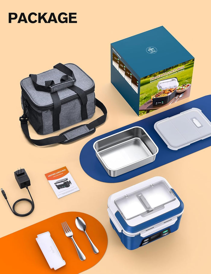 EAST OAK Heated Lunch Box Battery Powered with Automatic Heating