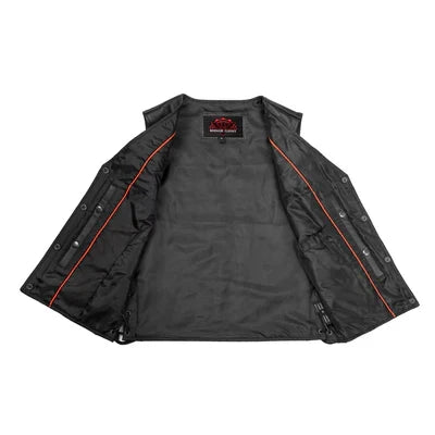 Ella Women's leather motorcycle vest -  Black