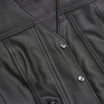 Ella Women's leather motorcycle vest -  Black