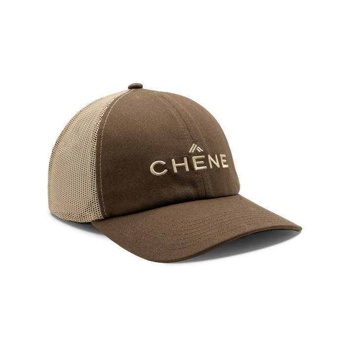 Embroidered Logo Mesh Back Cap in Brown / Khaki, front view #brown_/_khaki
