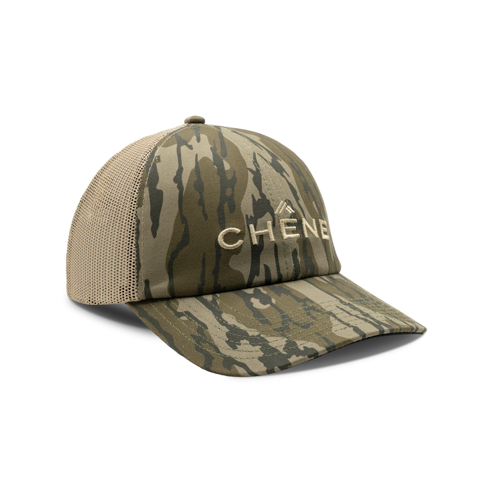 Embroidered Logo Mesh Back Cap in Mossy Oak Original Bottomland / Khaki, front view #mossy_oak_original_bottomland_/_khaki