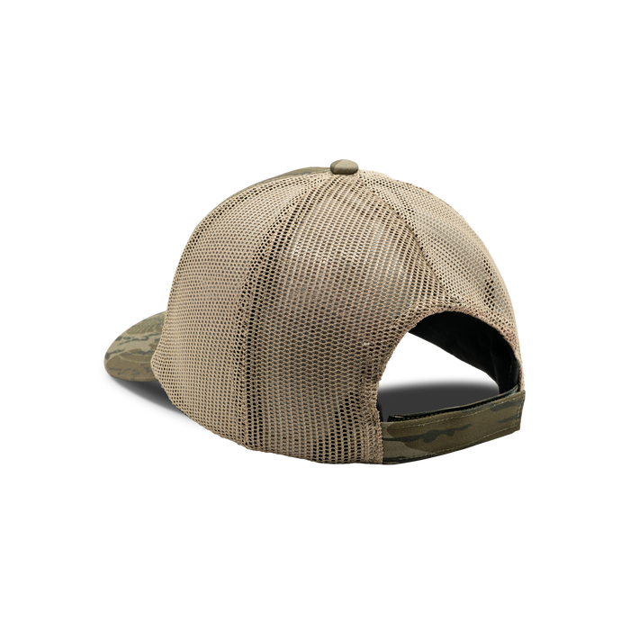 Embroidered Logo Mesh Back Cap in Mossy Oak Original Bottomland / Khaki, back view #mossy_oak_original_bottomland_/_khaki