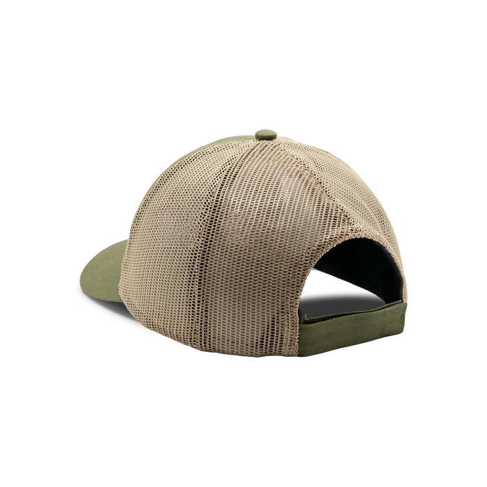 Embroidered Logo Mesh Back Cap in Olive / Khaki, back view #olive_/_khaki