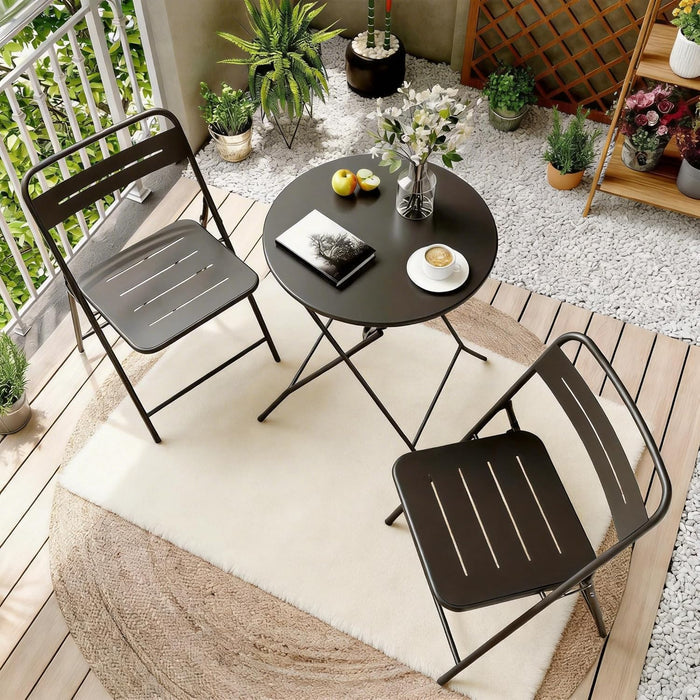 EO Living 3-Piece Steel Folding Bistro Set, Black