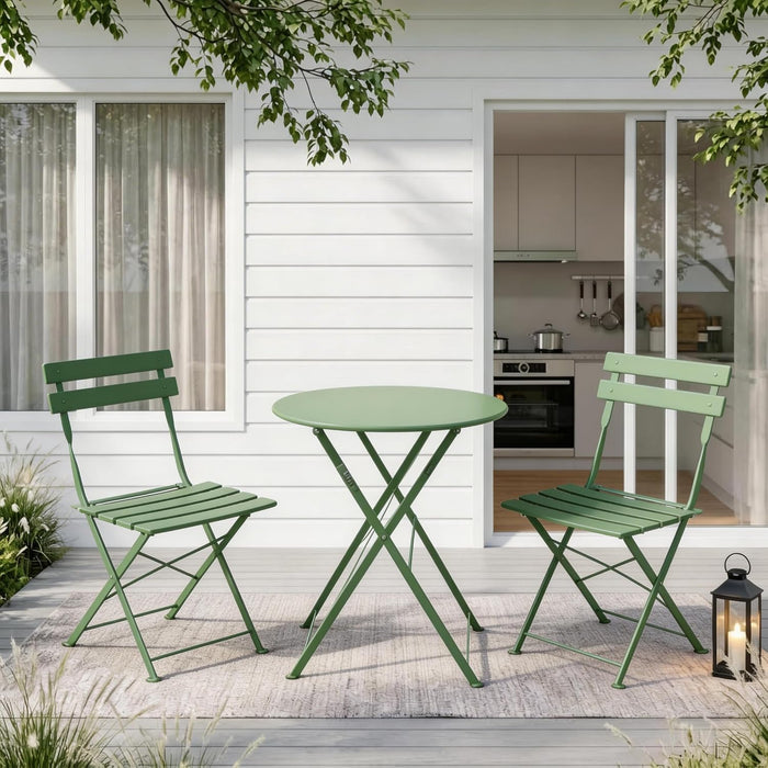 EO Living 3-Piece Steel Folding Bistro Set, Green