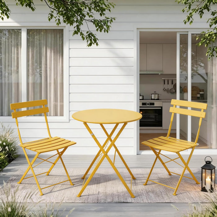 EO Living 3-Piece Steel Folding Bistro Set, Yellow