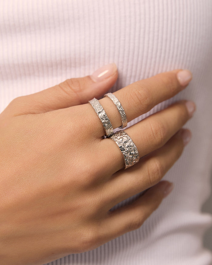 Eros Silver Textured Ring - Small
