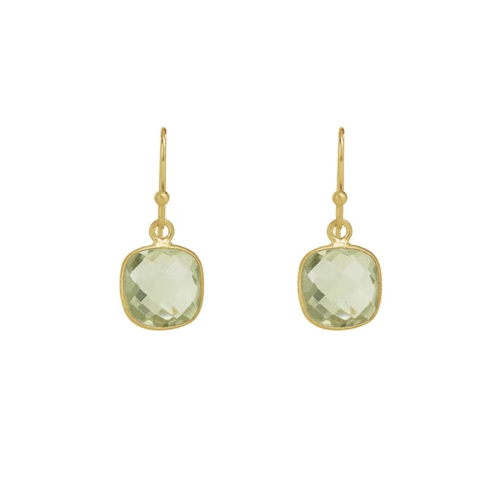 Faceted Green Amethyst Earrings