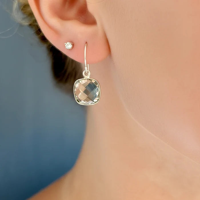 Faceted Green Amethyst Earrings