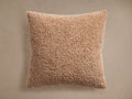 Light brown Faux Sherpa Pillow, square and plush with a soft, textured surface, centered against a neutral background.
