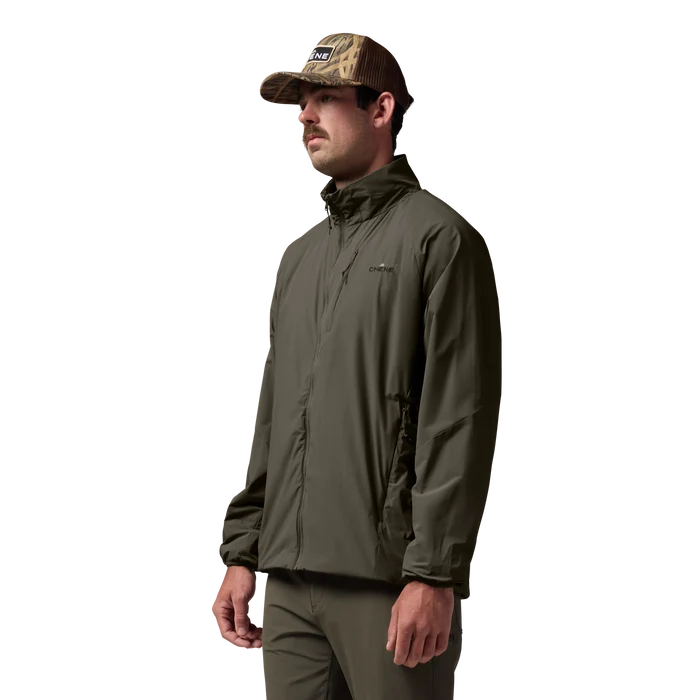 Flux Jacket in Cypress, on model #cypress