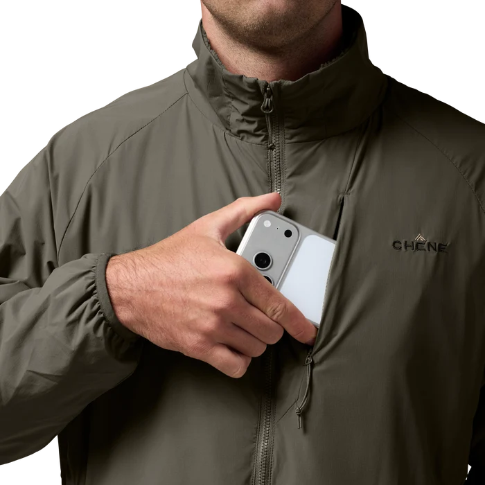 Flux Jacket in Cypress, on model #cypress