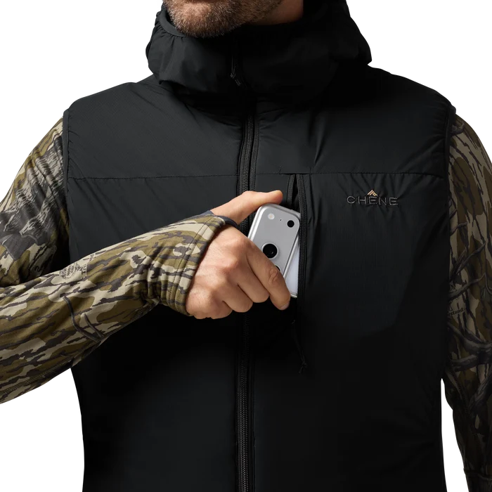 Flyweigh Hooded Vest in Black, on model #black