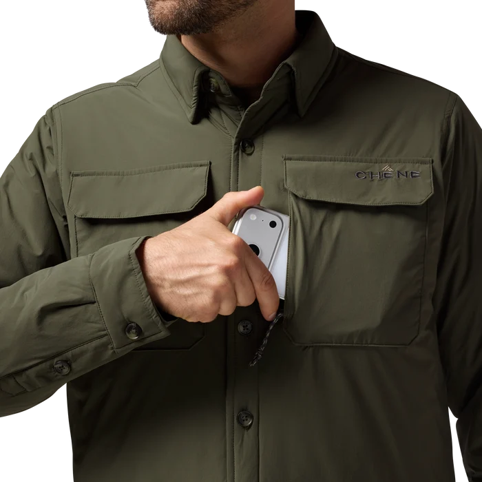 Flyweigh Jac-Shirt in Olive, on model #olive