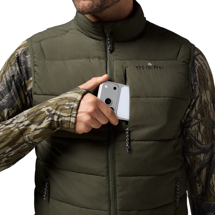 Flyweigh Vest in Olive, on model #olive