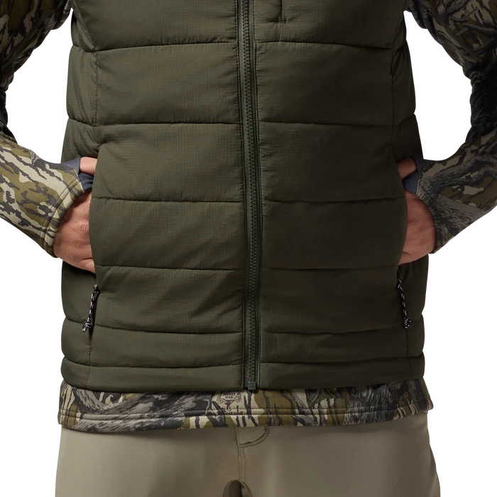 Flyweigh Vest in Olive, on model #olive